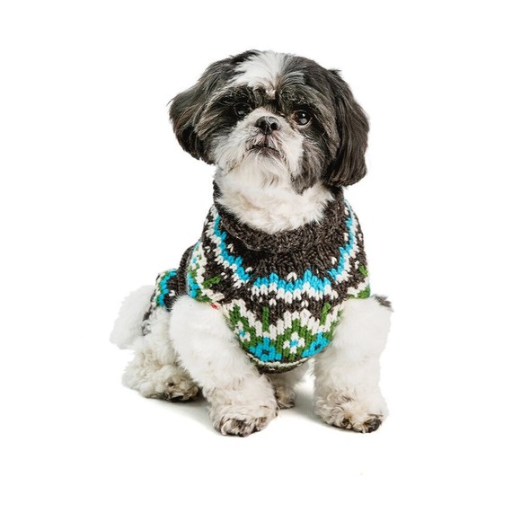 Chilly Dog Charcoal Fairisle Wool Dog Winter Sweater Sizes XXS-XXXL - Picture 3 of 5
